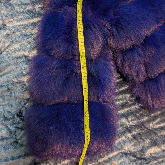 Royal Blue Fox Fur Jacket - Picture 12 of 15